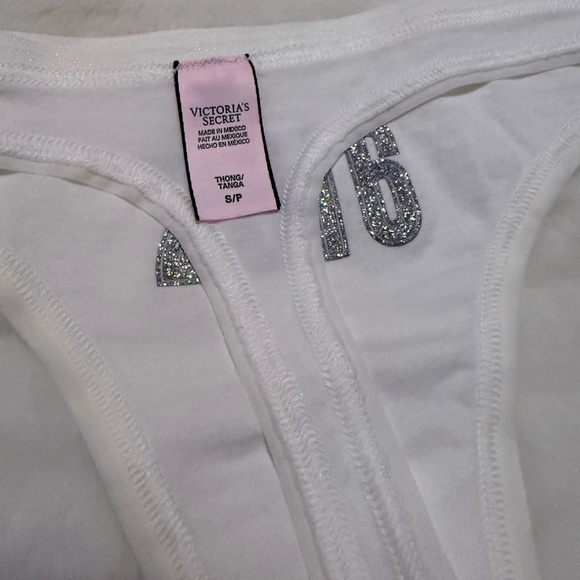 5/$30 (NWOT) VICTORIA’S SECRET 2016 White & Silver Thong - Picture 6 of 6
